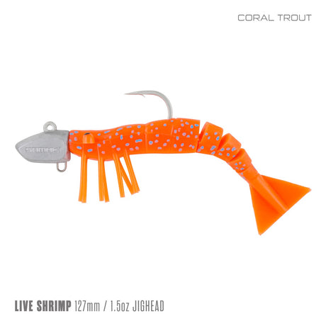Samaki Live Shrimp 127mm 1.5oz Jighead Pre-rigged Multi Soft Plastic Lure [cl:coral Trout - 3pk]