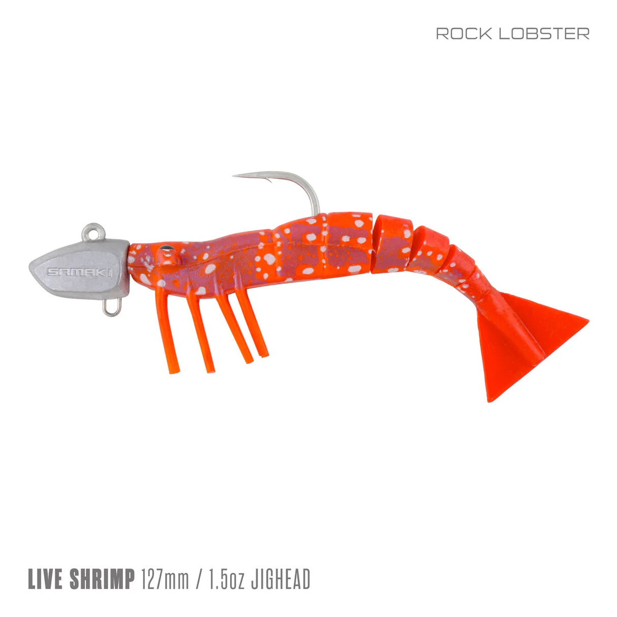 Samaki Live Shrimp 127mm 1.5oz Jighead Pre-rigged Multi Soft Plastic Lure [cl:rock Lobster - 3pk]