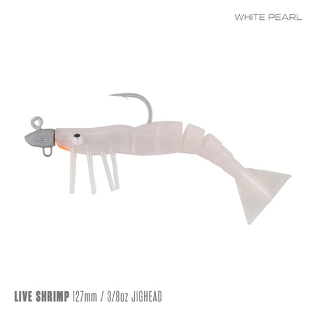 Samaki Live Shrimp 127mm 3/8oz Jighead Pre-rigged Soft Plastic Lure [cl:white Pearl]