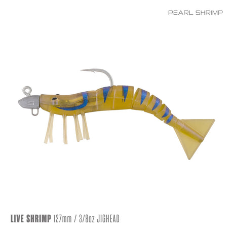 Samaki Live Shrimp 127mm 3/8oz Jighead Pre-rigged Soft Plastic Lure [cl:pearl Shrimp]