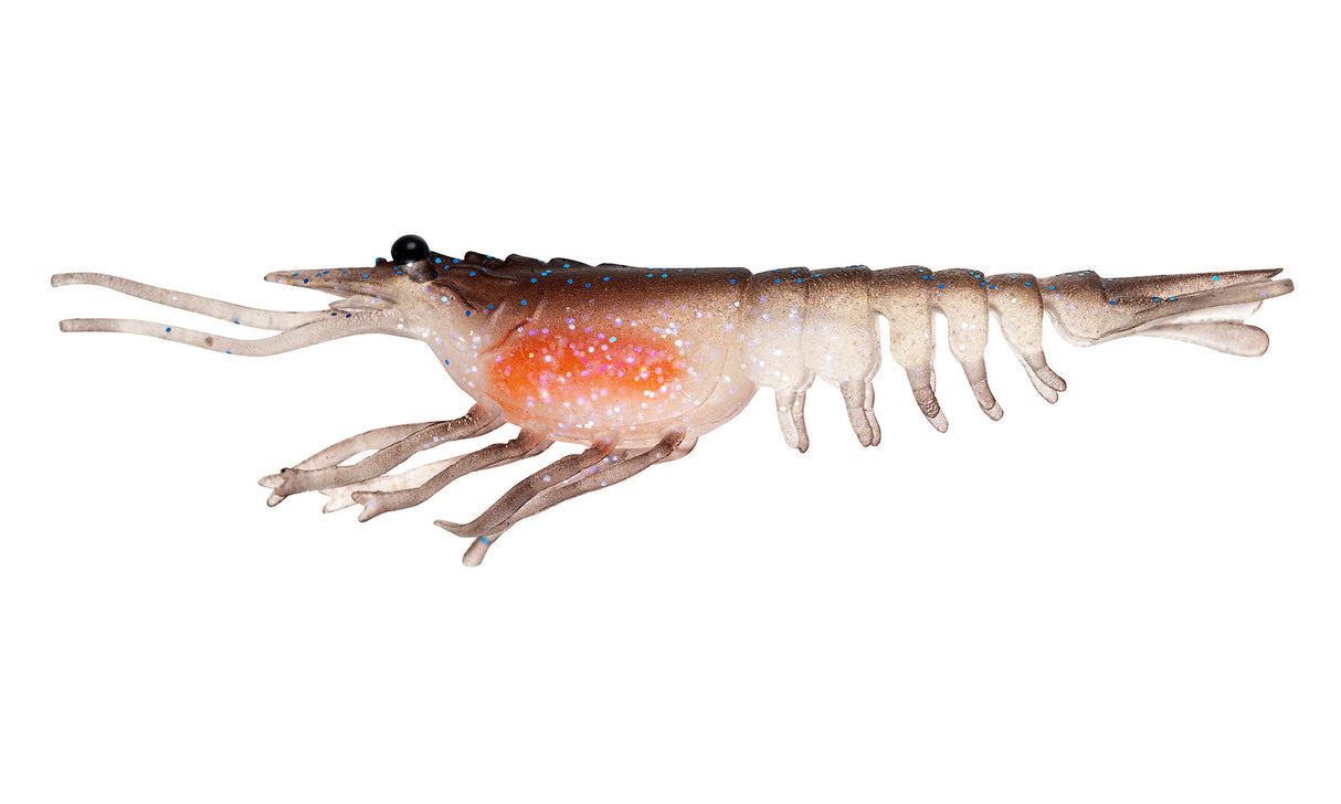 Nomad Live Ops Switcher Shrimp 3.5" Soft Plastic Lure [cl:brown Flasher]