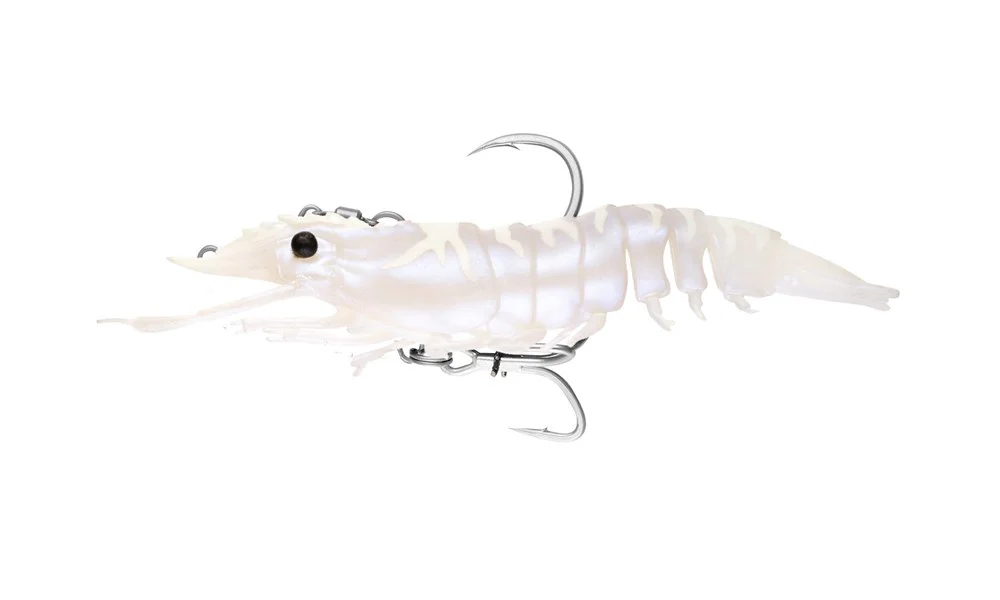 Nomad Live Ops Sumo Shrimp Pre-rigged 6.5" Soft Plastic Lure [cl:white Glow]