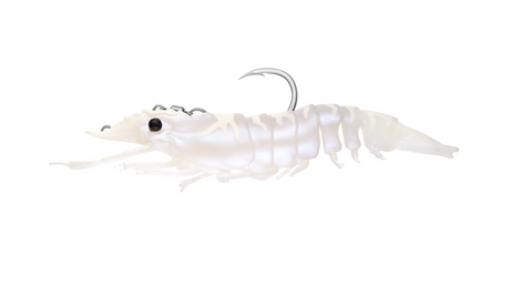 Nomad Live Ops Sumo Shrimp Pre-rigged 4" Soft Plastic Lure [cl:white Glow]