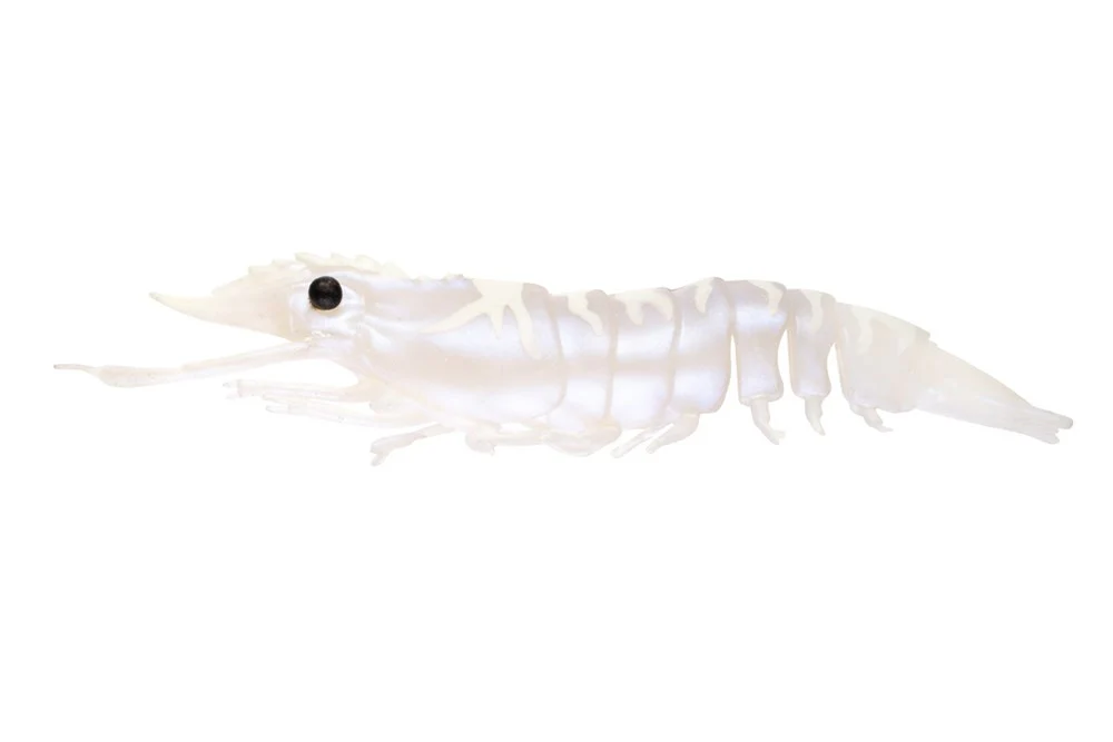 Nomad Live Ops Sumo Shrimp Unrigged 4" Soft Plastic Lure [cl:white Glow]