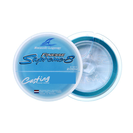 Ocean's Legacy Finesse Supreme 832 Casting Braided Fishing Line Light Blue 200m [sz:200m Pe0.6 / 12lb]