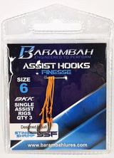Barambah Single  Assist Finesse Jig Hooks 3pk [sz:6 - Suits Ss 55mm]