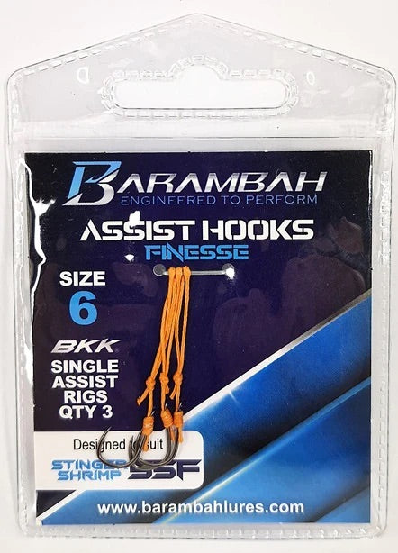 Barambah Single  Assist Finesse Jig Hooks 3pk [sz:6 - Suits Ss 55mm]