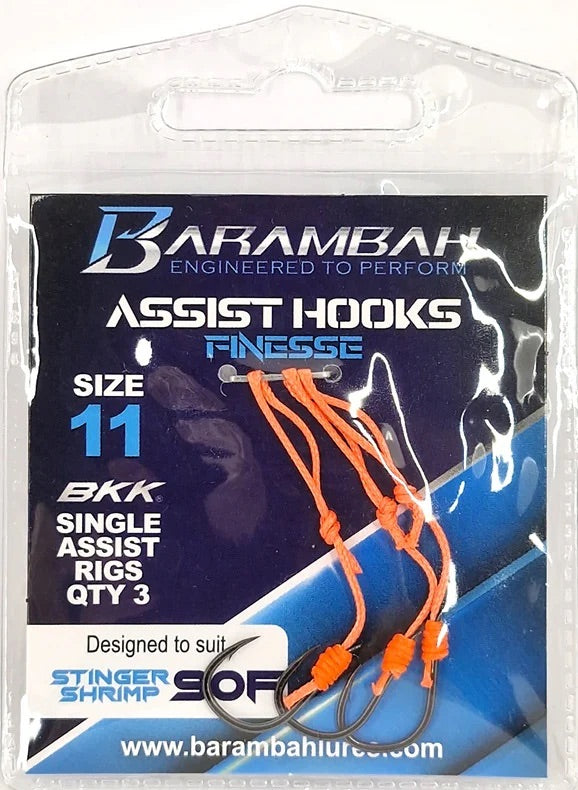 Barambah Single  Assist Finesse Jig Hooks 3pk [sz:11 - Suits Ss 90mm]