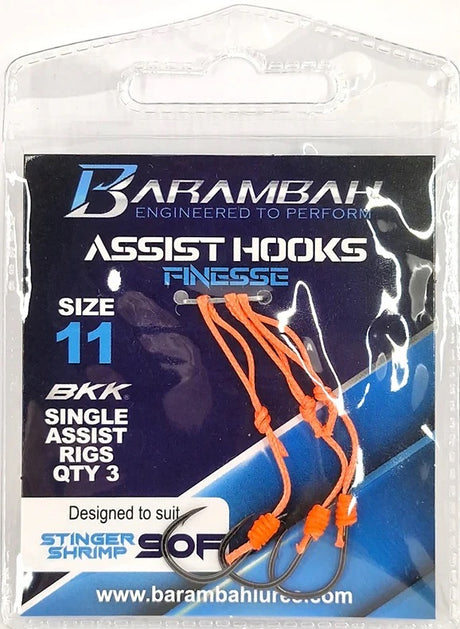 Barambah Single  Assist Finesse Jig Hooks 3pk [sz:11 - Suits Ss 90mm]
