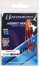 Barambah Single  Assist Heavy Duty Jig Hooks 3pk [sz:12 - Suits Ss 90mm Hd]