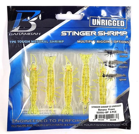 Barambah Stinger Shrimp 55mm Unrigged Soft Plastic Lure [cl:banana Prawn]