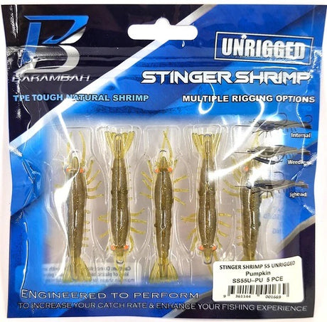 Barambah Stinger Shrimp 55mm Unrigged Soft Plastic Lure [cl:pumpkin]