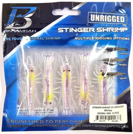 Barambah Stinger Shrimp 55mm Unrigged Soft Plastic Lure [cl:whitey]