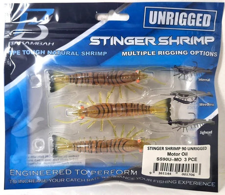 Barambah Stinger Shrimp 90mm Unrigged Soft Plastic Lure [cl:motor Oil]