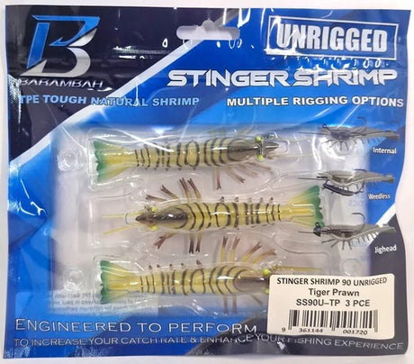 Barambah Stinger Shrimp 90mm Unrigged Soft Plastic Lure [cl:tiger Prawn]