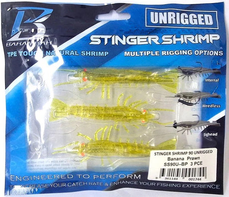 Barambah Stinger Shrimp 90mm Unrigged Soft Plastic Lure [cl:banana Prawn]