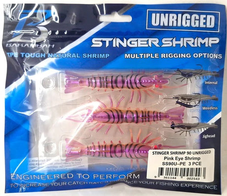Barambah Stinger Shrimp 90mm Unrigged Soft Plastic Lure [cl:pink Eye Shrimp]