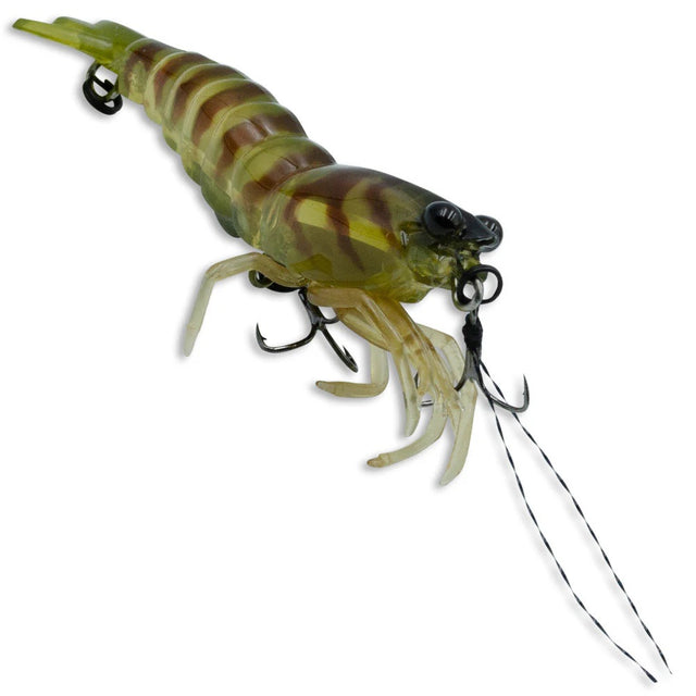 Pro Lure Hybrid Shrimp Pre-rigged 72mm 8.8g Sinking Hard Plastic Lure [cl:olive Tiger]