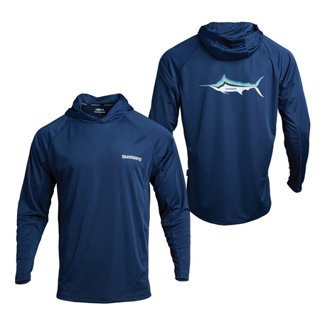Shimano Shirt Performance Hooded Tech Tee Marlin Navy [sz:s]