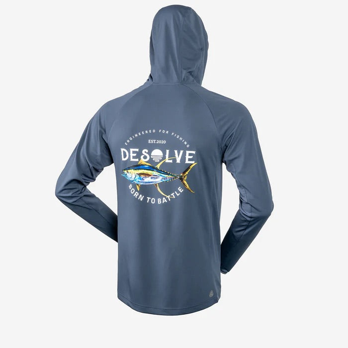 Desolve Helios Hooded L/s Fishing Shirt - Yellowfin / Shift Blue [sz:s]