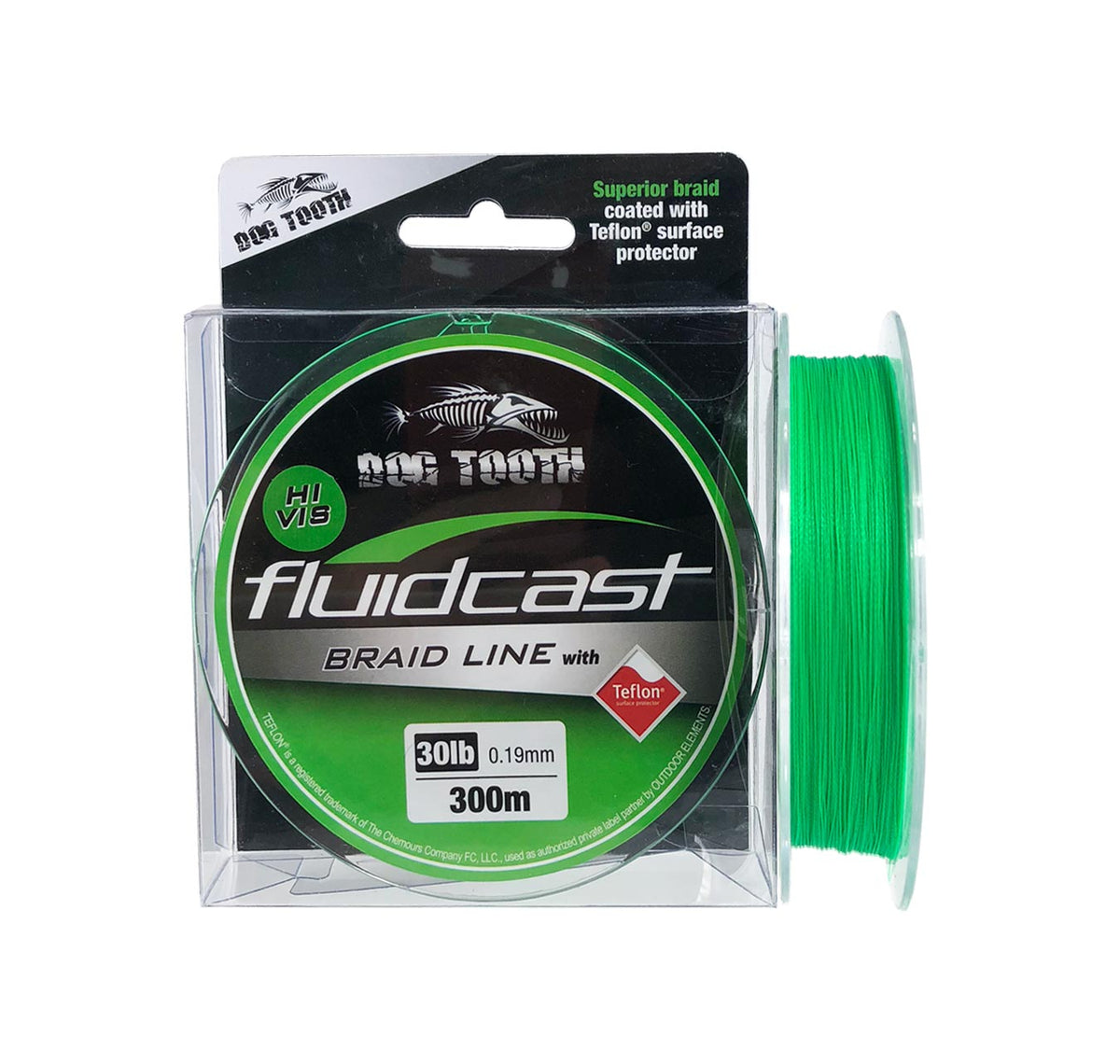 Dog Tooth Fluidcast X4 Braided Fishing Line Hi Vis Green 300m